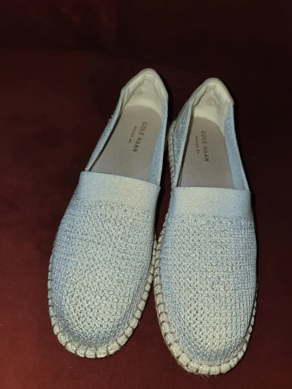 Cole Haan Light Gray Knit Slip-On Espadrilles